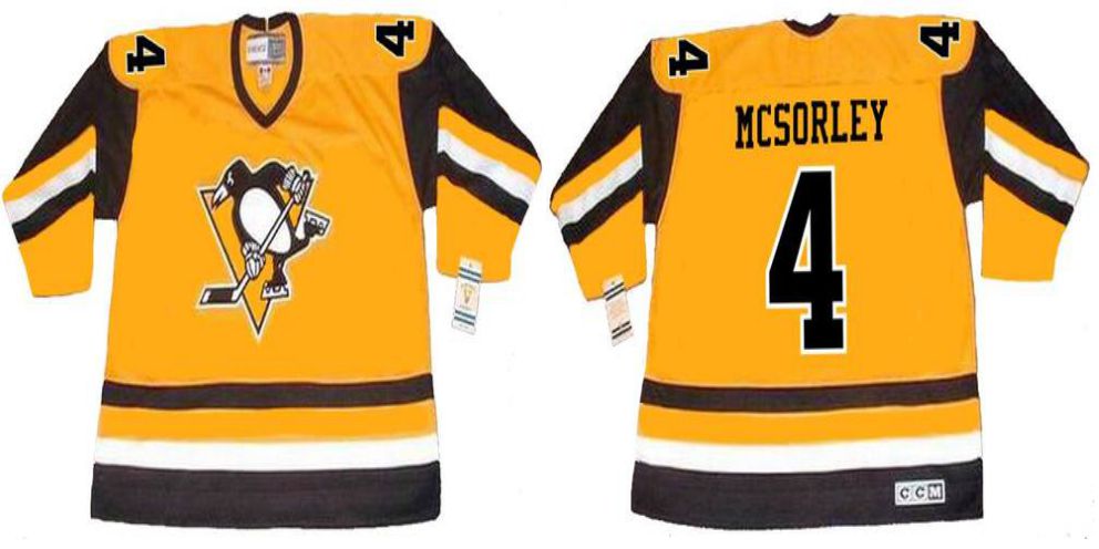 2019 Men Pittsburgh Penguins 4 Mcsorley Yellow CCM NHL jerseys